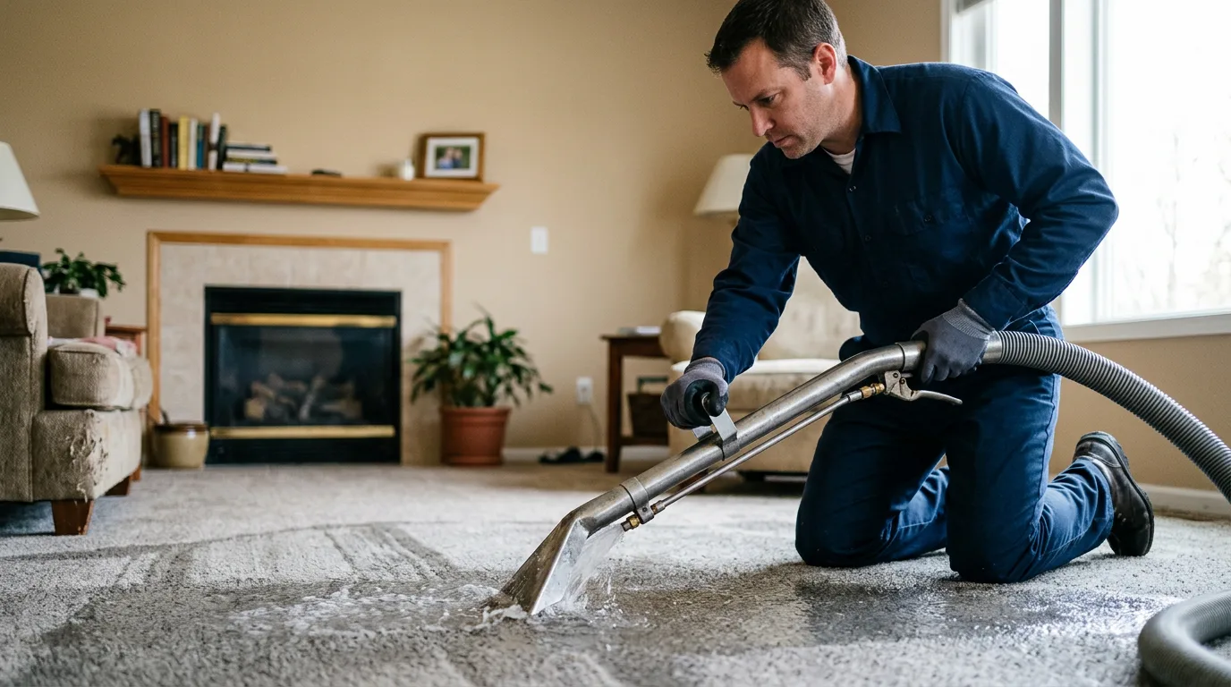 Water damage restoration technician working near Ryan, IA